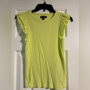 J. Crew Bright Green Ruffle Sleeve Tank Top